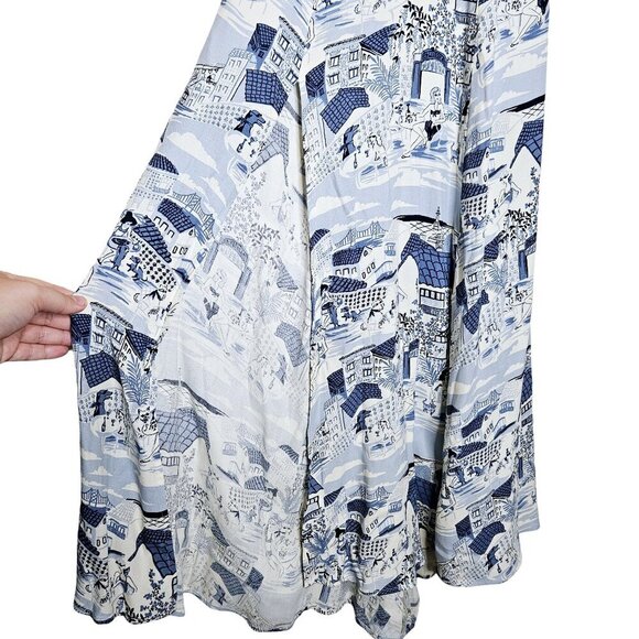 Reformation Gavin Blue White Portugal Printed Open Back Cap Sleeve Midi Dress - Picture 7 of 16